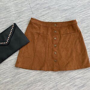 Zara Trafaluc Collection Cognac Suede Mini Skirt Medium